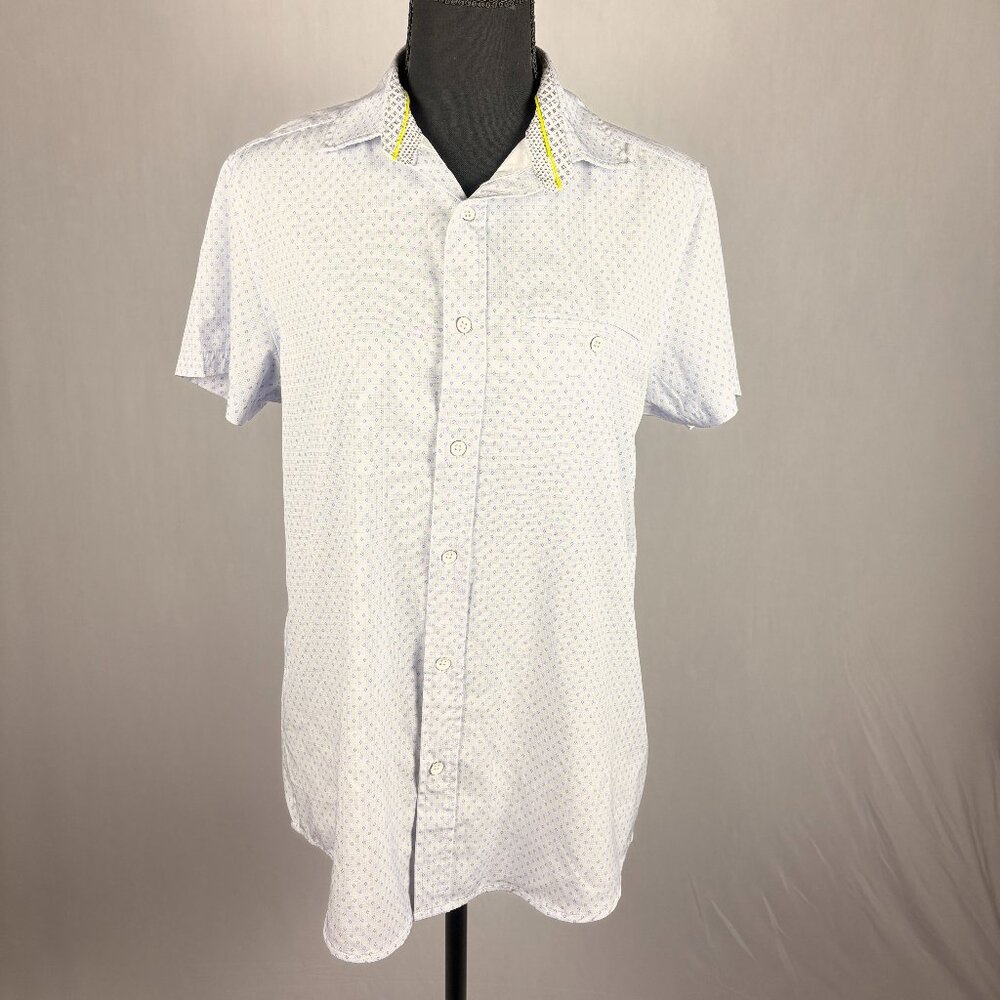 Kenneth Cole | SS Button Down Shirt | S | Light Blue Pattern